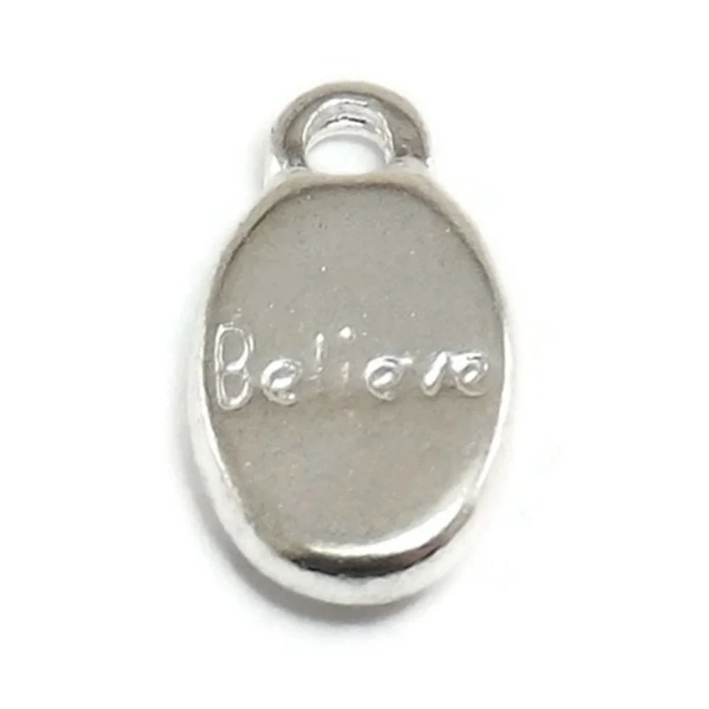 10pcs Believe Charms Silver‎ Tone Metal Charms